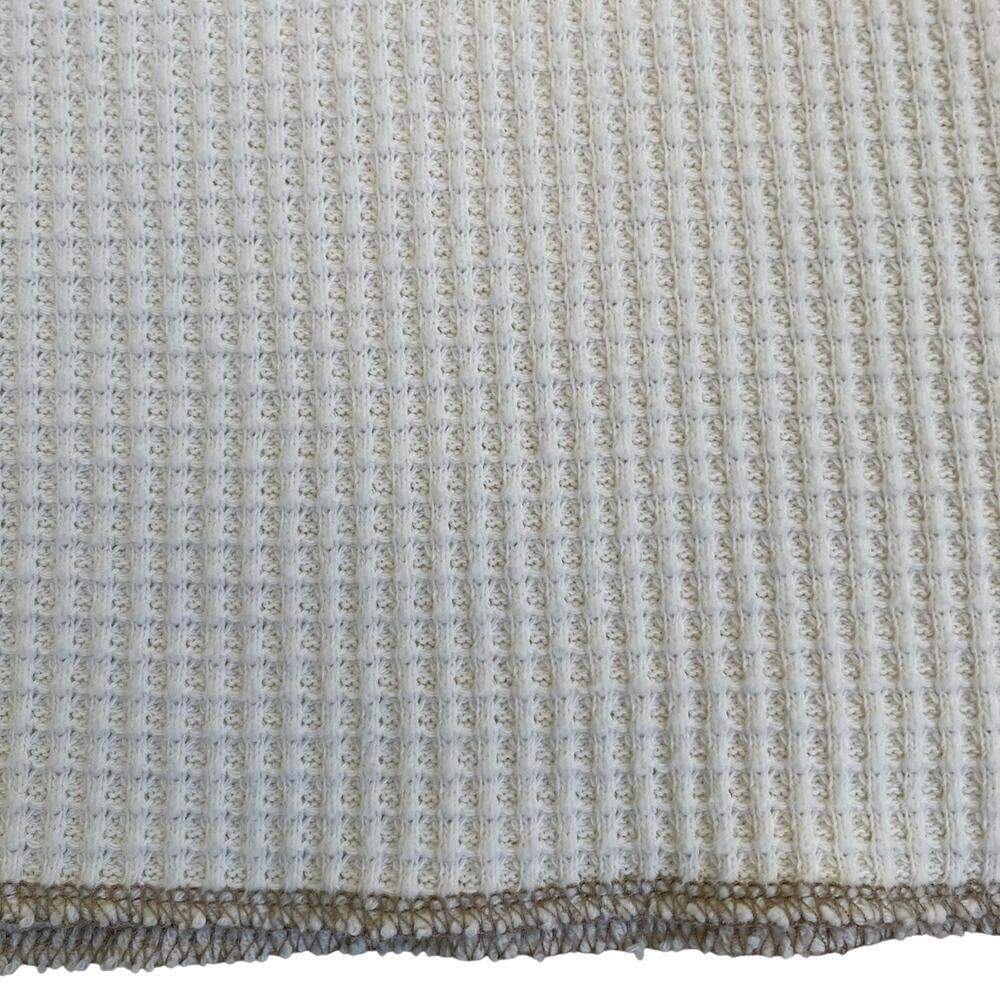 Madewell Sz M Boxy Cropped Waffle Knit Split Neck Long Sleeve Tee Antique Cream - Picture 11 of 16